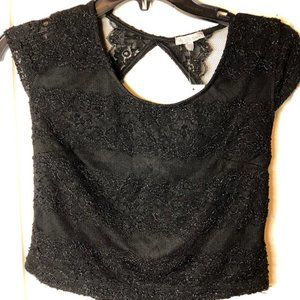 Black Lace Crop Top L